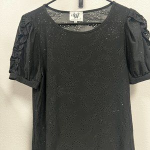 Who What Wear - Cute Short Sleeve Black Eyelet Blouse - Size M - Never worn!